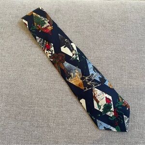 Structure Vintage 100% Silk Made in USA Christmas Holiday Vignettes Necktie
